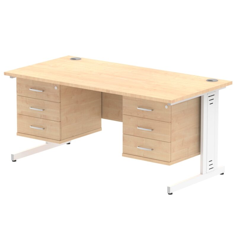 Impulse 1600mm Cable Managed Straight Desk With Two Fixed Pedestal - Image 18