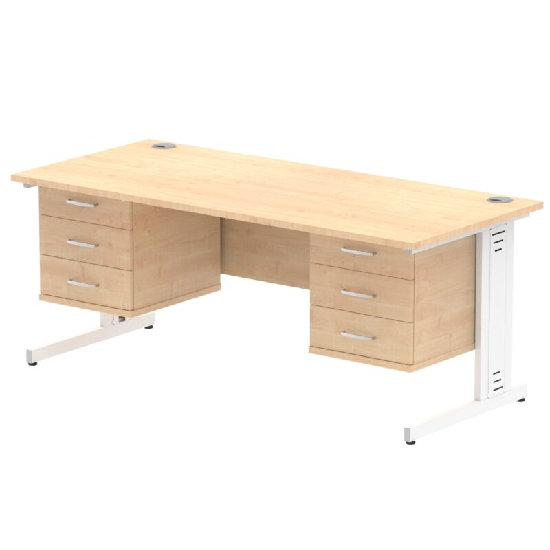Impulse 1800mm Cable Managed Straight Desk With Two Fixed Pedestal - Image 18