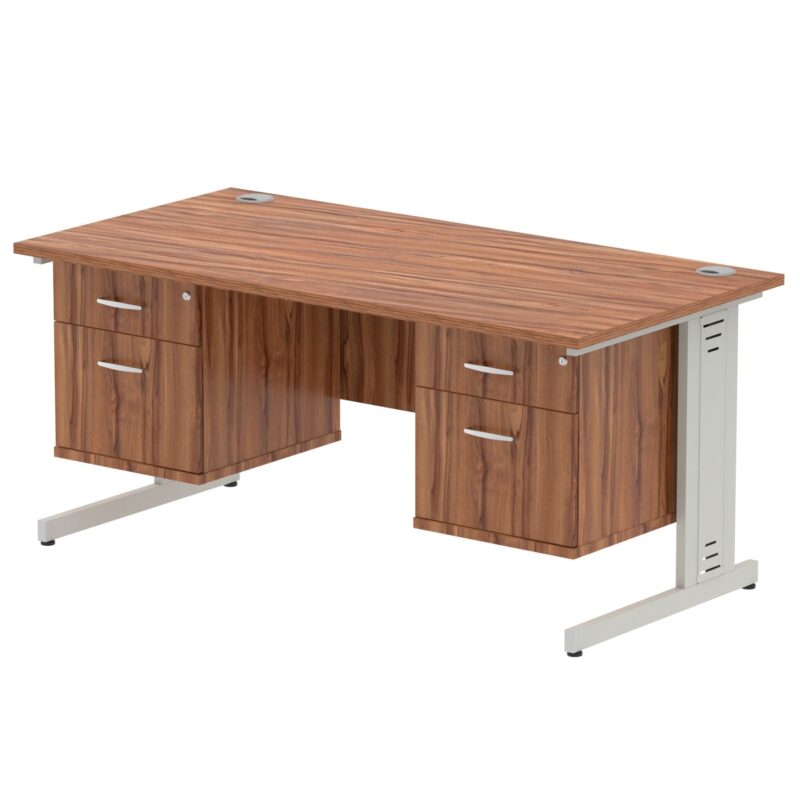 Impulse 1600mm Cable Managed Straight Desk With Two Fixed Pedestal - Image 26