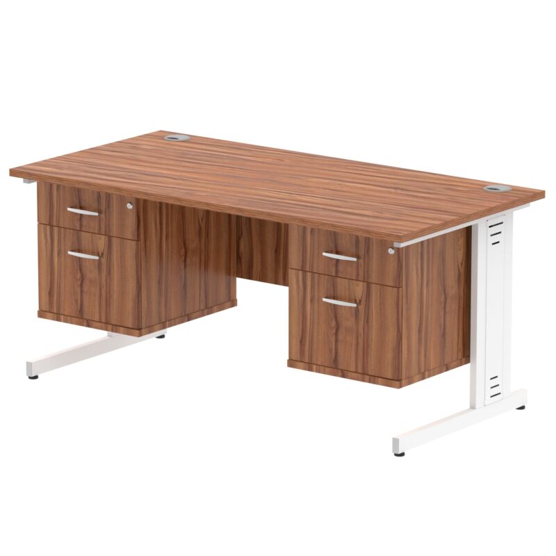 Impulse 1600mm Cable Managed Straight Desk With Two Fixed Pedestal - Image 29