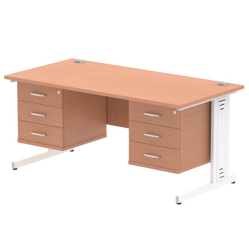 Impulse 1600mm Cable Managed Straight Desk With Two Fixed Pedestal - Image 6