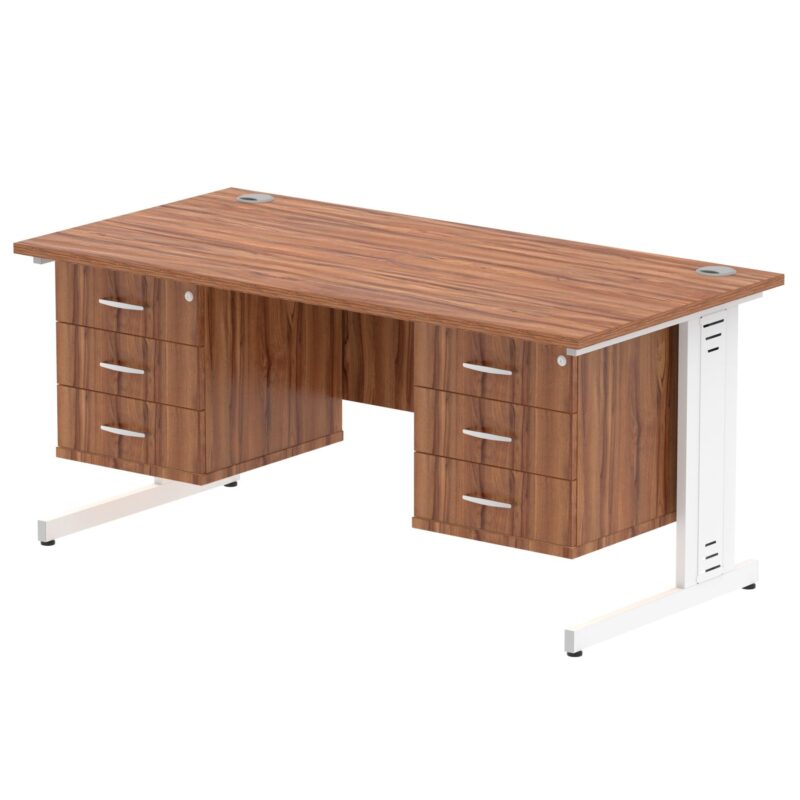 Impulse 1600mm Cable Managed Straight Desk With Two Fixed Pedestal - Image 30