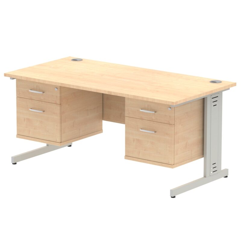 Impulse 1600mm Cable Managed Straight Desk With Two Fixed Pedestal - Image 14