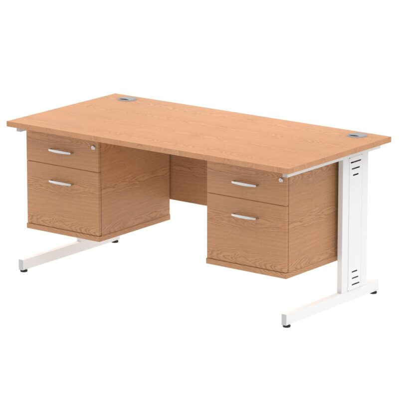 Impulse 1600mm Cable Managed Straight Desk With Two Fixed Pedestal - Image 23