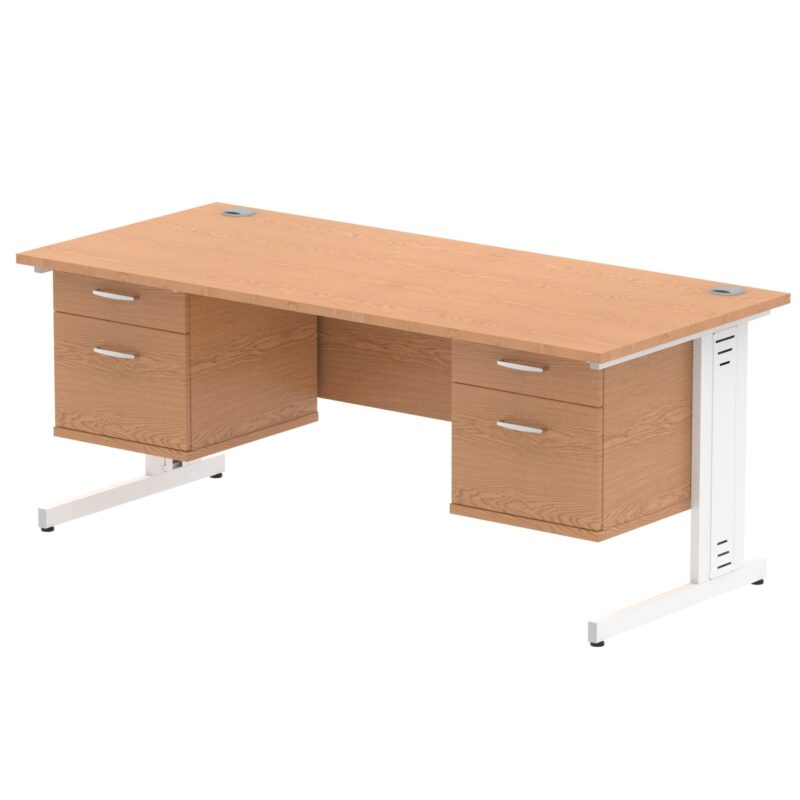 Impulse 1800mm Cable Managed Straight Desk With Two Fixed Pedestal - Image 22