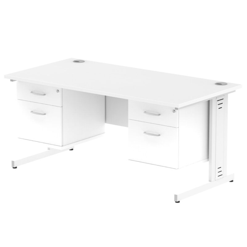 Impulse 1600mm Cable Managed Straight Desk With Two Fixed Pedestal - Image 35