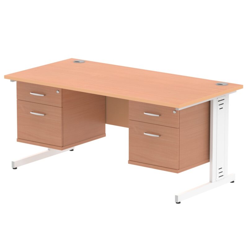 Impulse 1600mm Cable Managed Straight Desk With Two Fixed Pedestal - Image 5