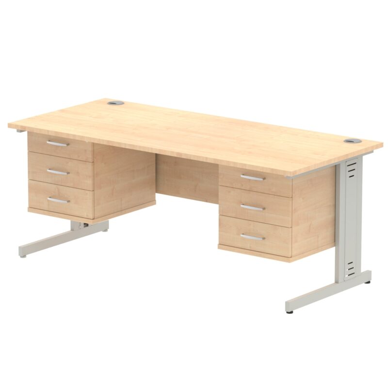 Impulse 1800mm Cable Managed Straight Desk With Two Fixed Pedestal - Image 17