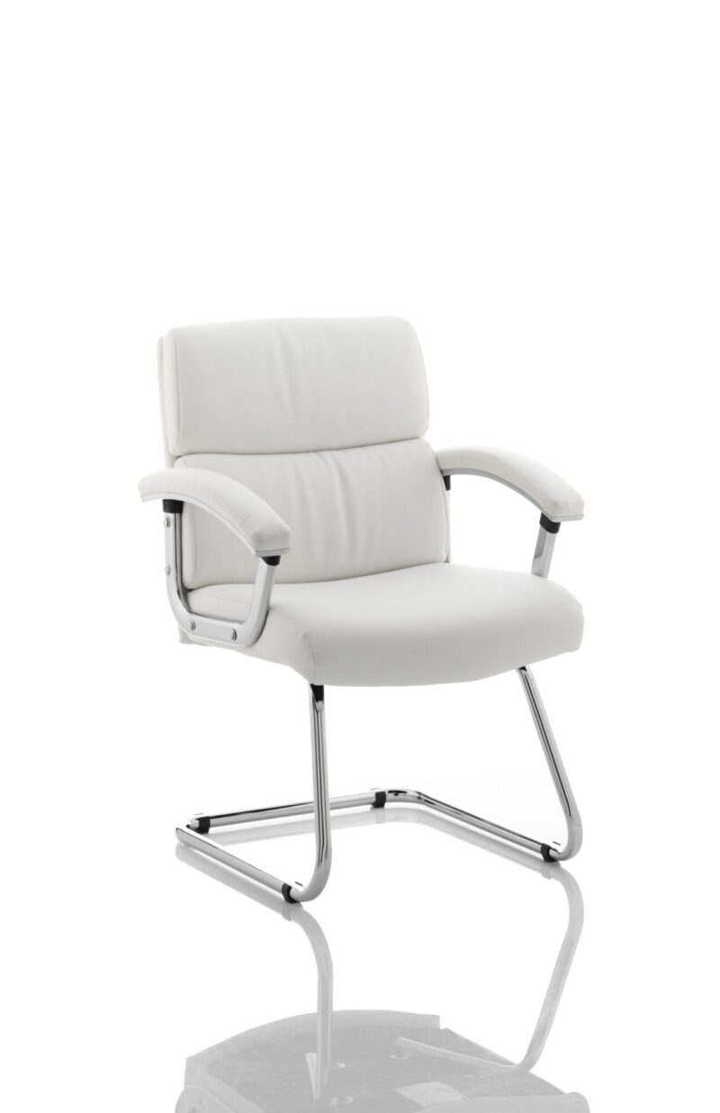 Desire Medium Back Leather Cantilever Visitor Chair with Arms - Image 2