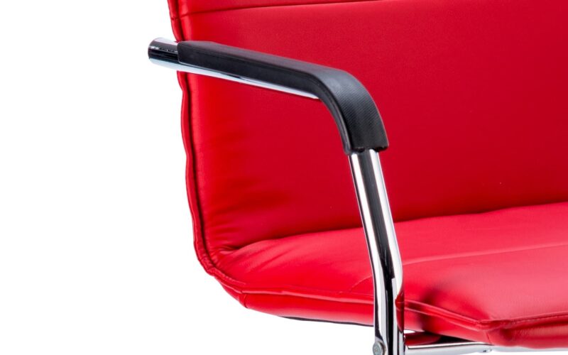 Echo Medium Back Leather Cantilever Visitor Chair with Arms - Image 4