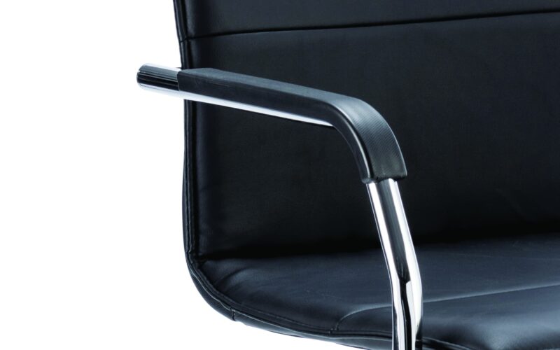 Echo Medium Back Leather Cantilever Visitor Chair with Arms - Image 3