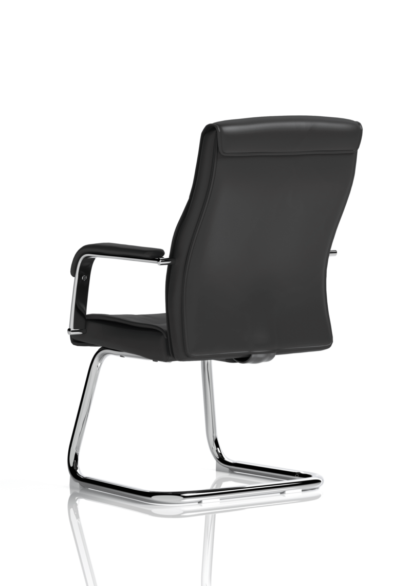 Carter Medium Back Black Leather Cantilever Visitor Office Chair with Arms - Image 2