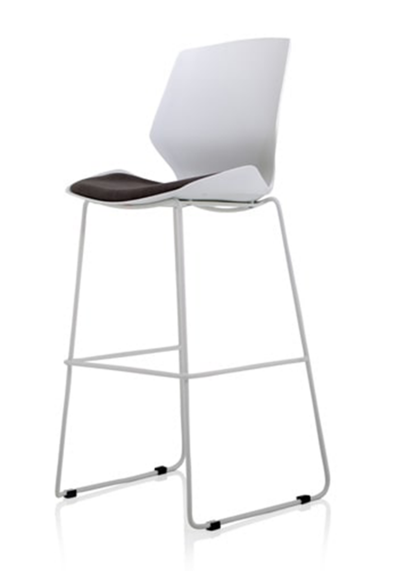 Florence White Frame Fabric Seat High Stool Chair - Image 3