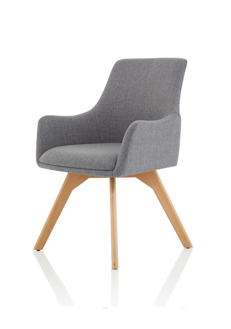 Carmen Grey Fabric Wooden Leg Visitor Chair - Image 3