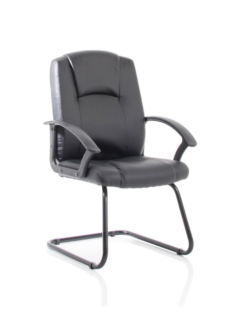 OE - Bella Medium Back Black Bonded Leather Black Frame Cantilever Visitor Chair