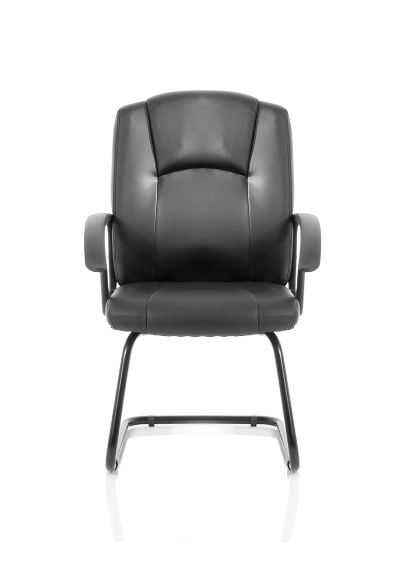 Bella Medium Back Black Bonded Leather Black Frame Cantilever Visitor Chair - Image 2