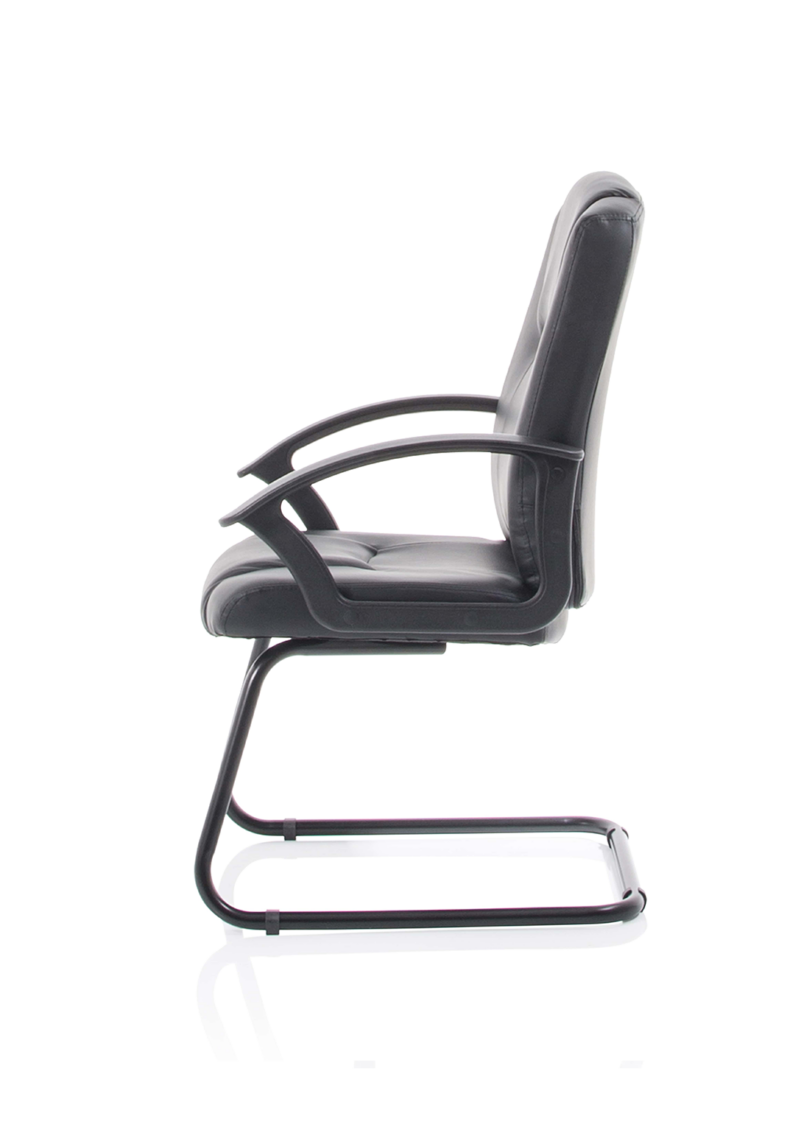 Bella Medium Back Black Bonded Leather Black Frame Cantilever Visitor Chair - Image 4