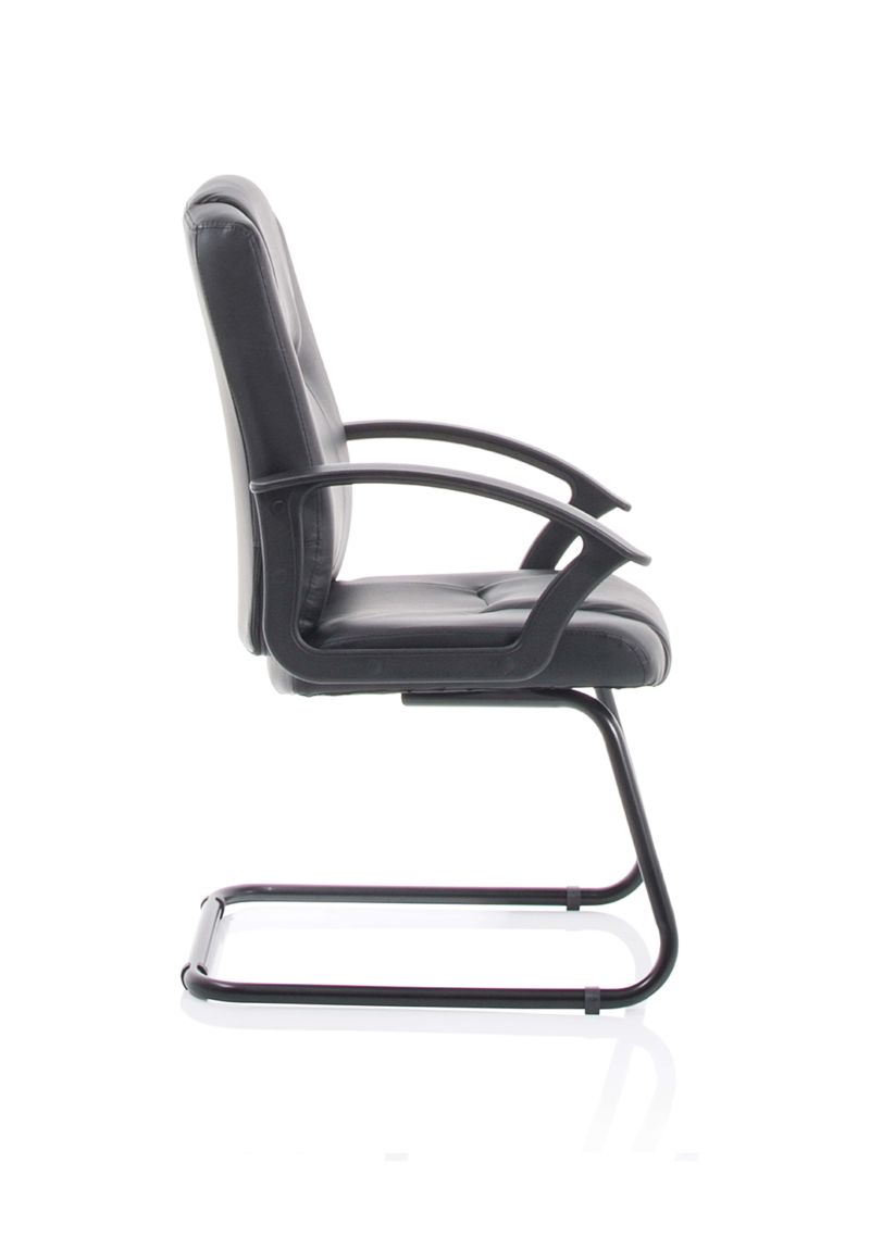 Bella Medium Back Black Bonded Leather Black Frame Cantilever Visitor Chair - Image 8