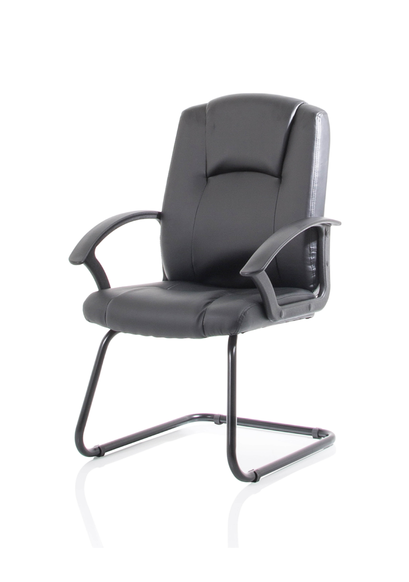 Bella Medium Back Black Bonded Leather Black Frame Cantilever Visitor Chair - Image 3