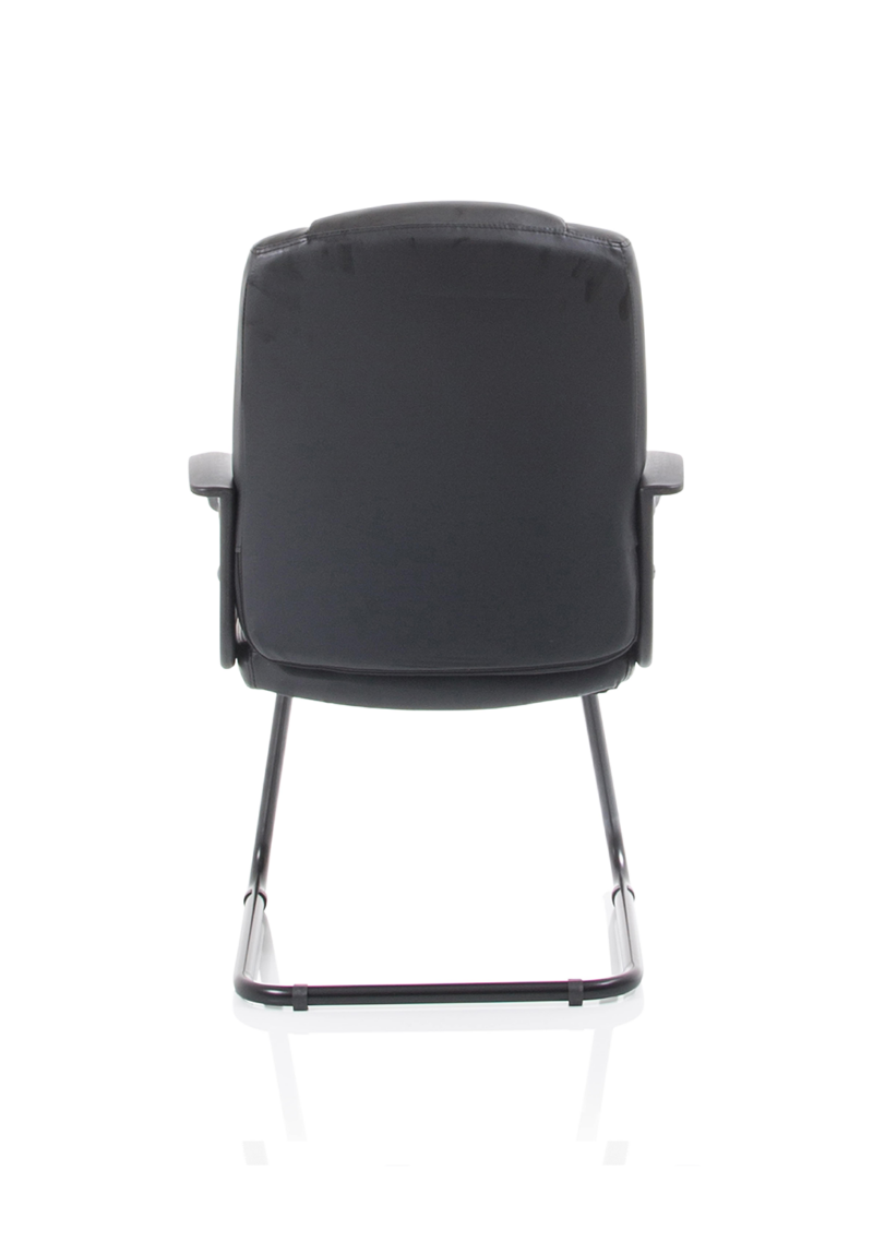 Bella Medium Back Black Bonded Leather Black Frame Cantilever Visitor Chair - Image 6
