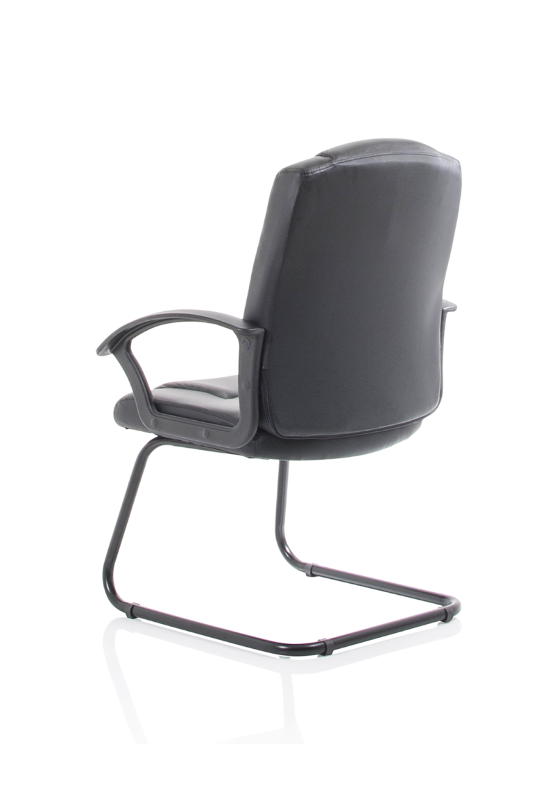 Bella Medium Back Black Bonded Leather Black Frame Cantilever Visitor Chair - Image 5