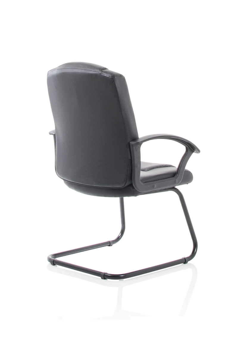 Bella Medium Back Black Bonded Leather Black Frame Cantilever Visitor Chair - Image 7