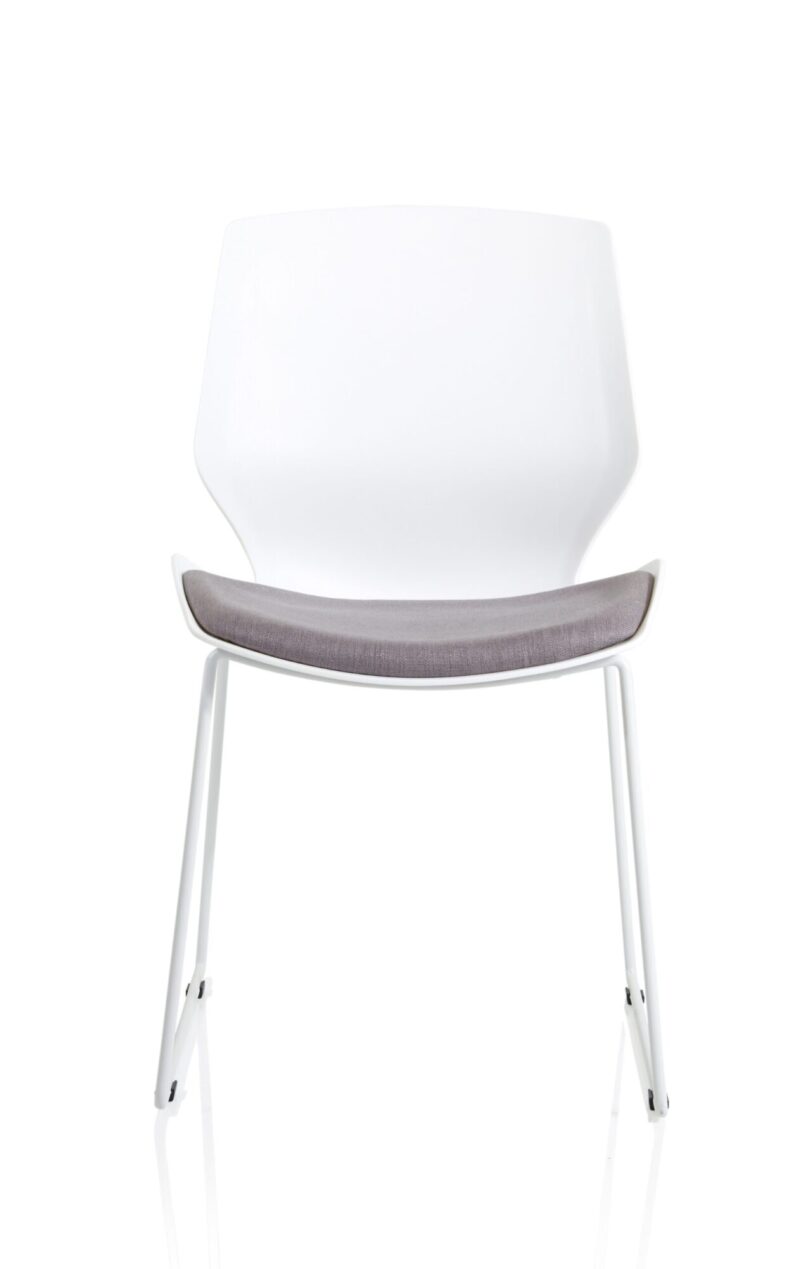 Florence Sled White Frame Fabric Seat Visitor Chair - Image 2
