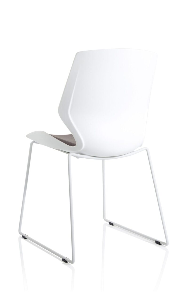 Florence Sled White Frame Fabric Seat Visitor Chair - Image 5