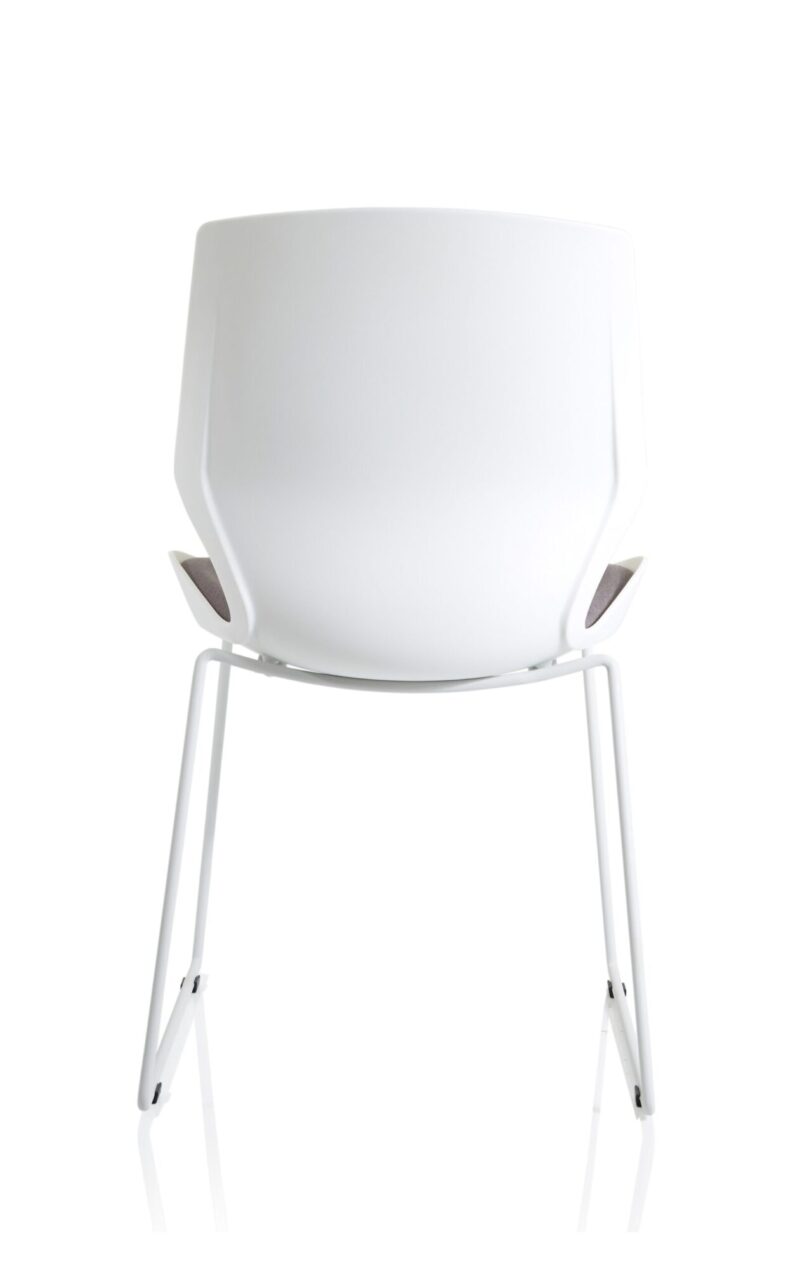 Florence Sled White Frame Fabric Seat Visitor Chair - Image 6