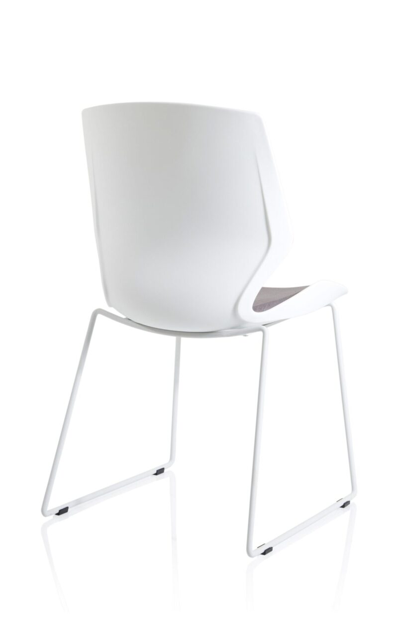 Florence Sled White Frame Fabric Seat Visitor Chair - Image 7