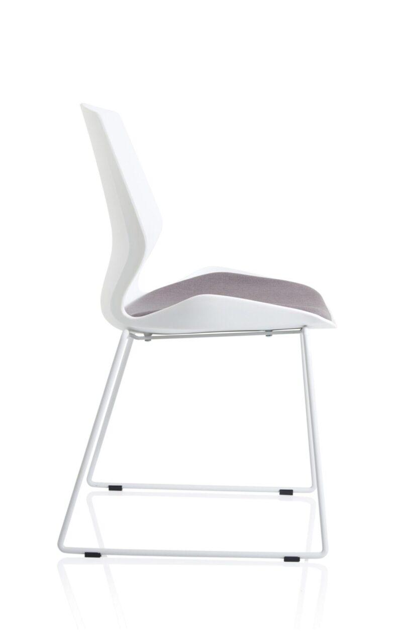 Florence Sled White Frame Fabric Seat Visitor Chair - Image 8