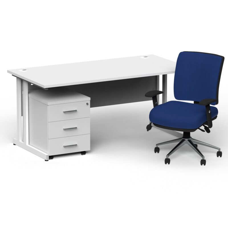 Impulse 1800mm Cantilever Straight Desk With Mobile Pedestal and Chiro Medium Back Blue Operator Chair - Image 23