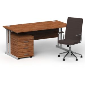 Impulse 1600mm Cantilever Straight Desk With Mobile Pedestal and Ezra Brown Executive Chair - Image 10