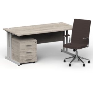 Impulse 1600mm Cantilever Straight Desk With Mobile Pedestal and Ezra Brown Executive Chair - Image 12