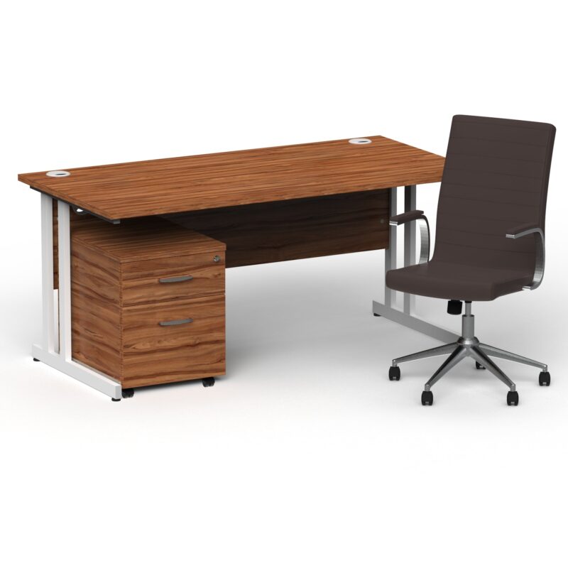 Impulse 1600mm Cantilever Straight Desk With Mobile Pedestal and Ezra Brown Executive Chair - Image 16