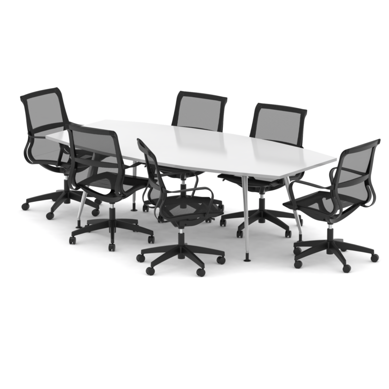 High Gloss 2400mm Writable Boardroom Table With Set Of Executive Chairs - Image 8