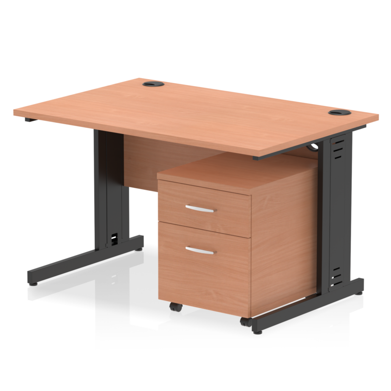 Impulse 1200mm Cable Managed Straight Desk With Mobile Pedestal - Image 35