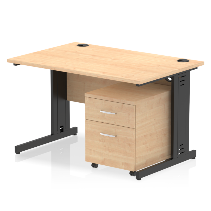 Impulse 1200mm Cable Managed Straight Desk With Mobile Pedestal - Image 37