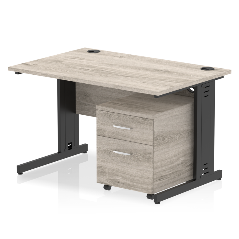 Impulse 1200mm Cable Managed Straight Desk With Mobile Pedestal - Image 36