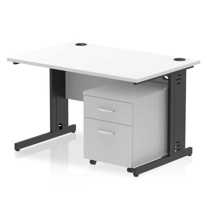 Impulse 1200mm Cable Managed Straight Desk With Mobile Pedestal - Image 39