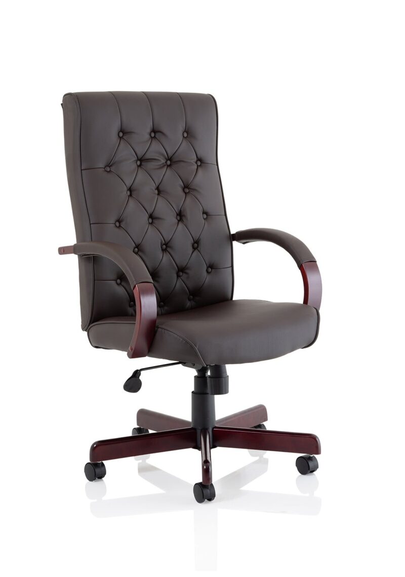 Chesterfield High Back Leather Executive Office Chair with Arms - Image 19