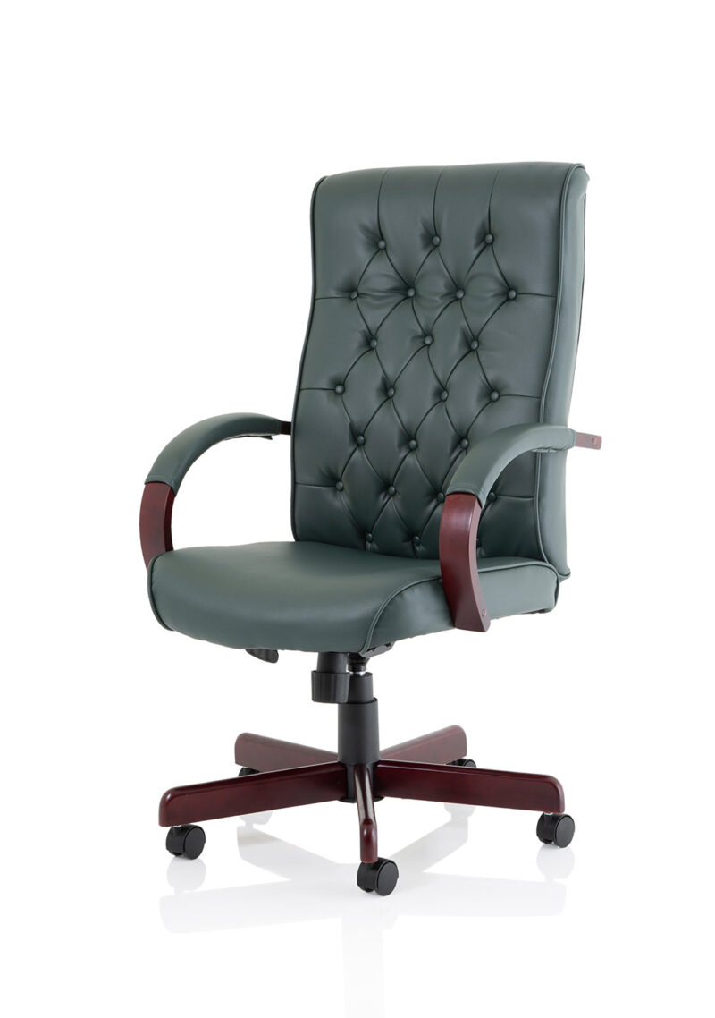 Chesterfield High Back Leather Executive Office Chair with Arms - Image 3