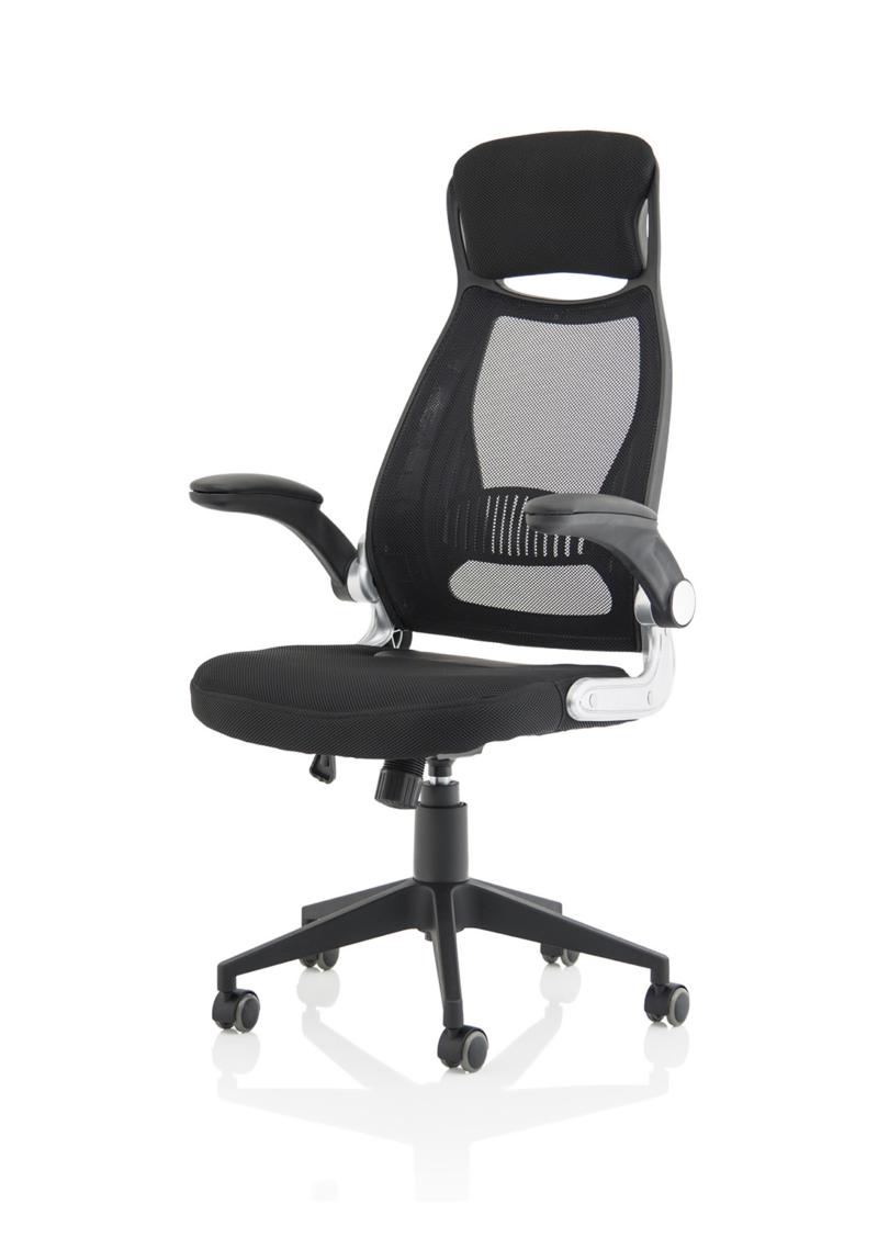 Saturn High Mesh Back Black Executive Office Chair with Arms - Image 3