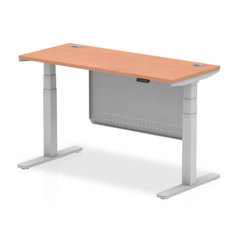 OE - Air Height Adjustable Slimline Desk with Cable Ports with Steel Modesty Panel - Image 3
