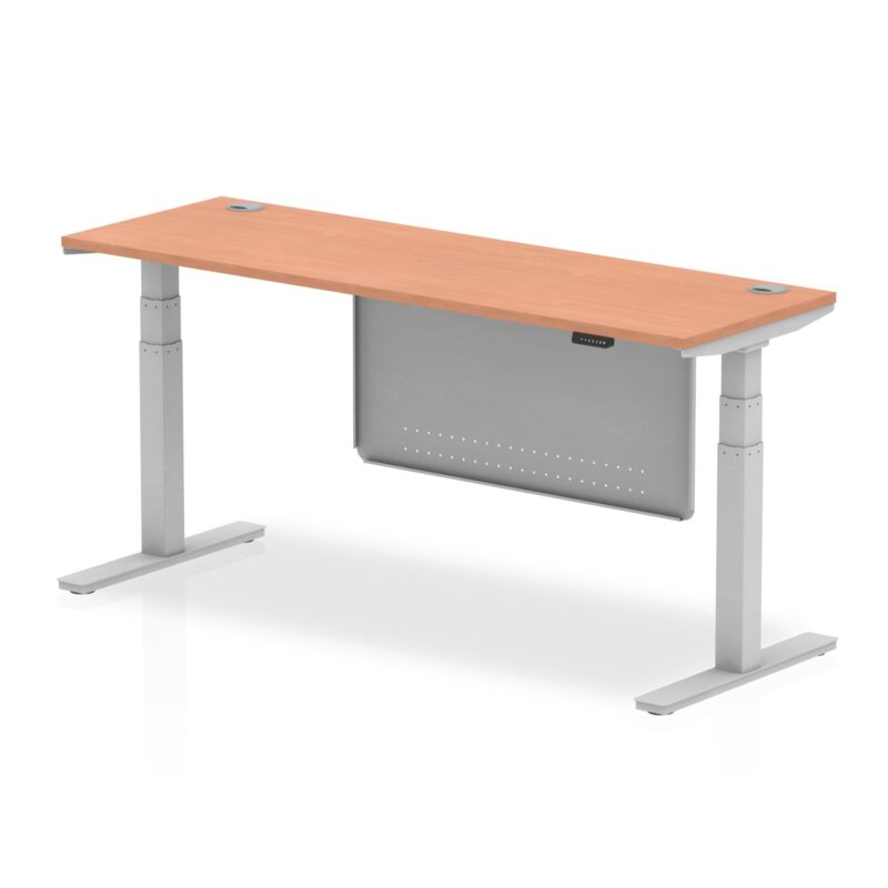 OE - Air Height Adjustable Slimline Desk with Cable Ports with Steel Modesty Panel - Image 5