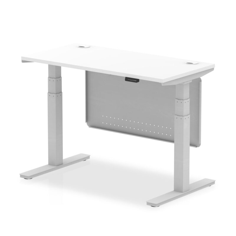 OE - Air Height Adjustable Slimline Desk with Cable Ports with Steel Modesty Panel - Image 10