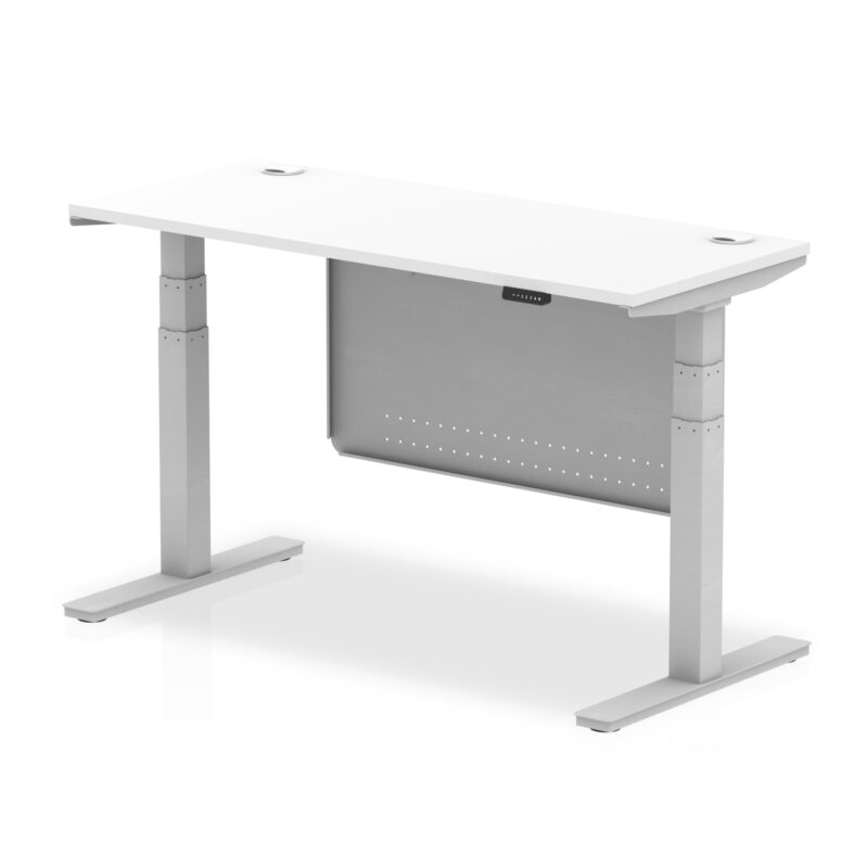 OE - Air Height Adjustable Slimline Desk with Cable Ports with Steel Modesty Panel - Image 11