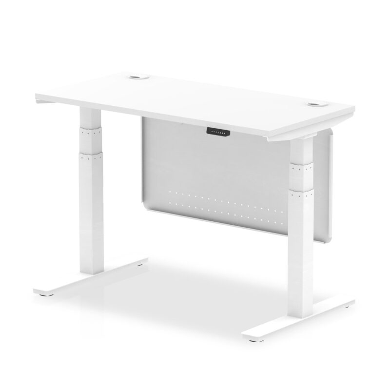 OE - Air Height Adjustable Slimline Desk with Cable Ports with Steel Modesty Panel - Image 30