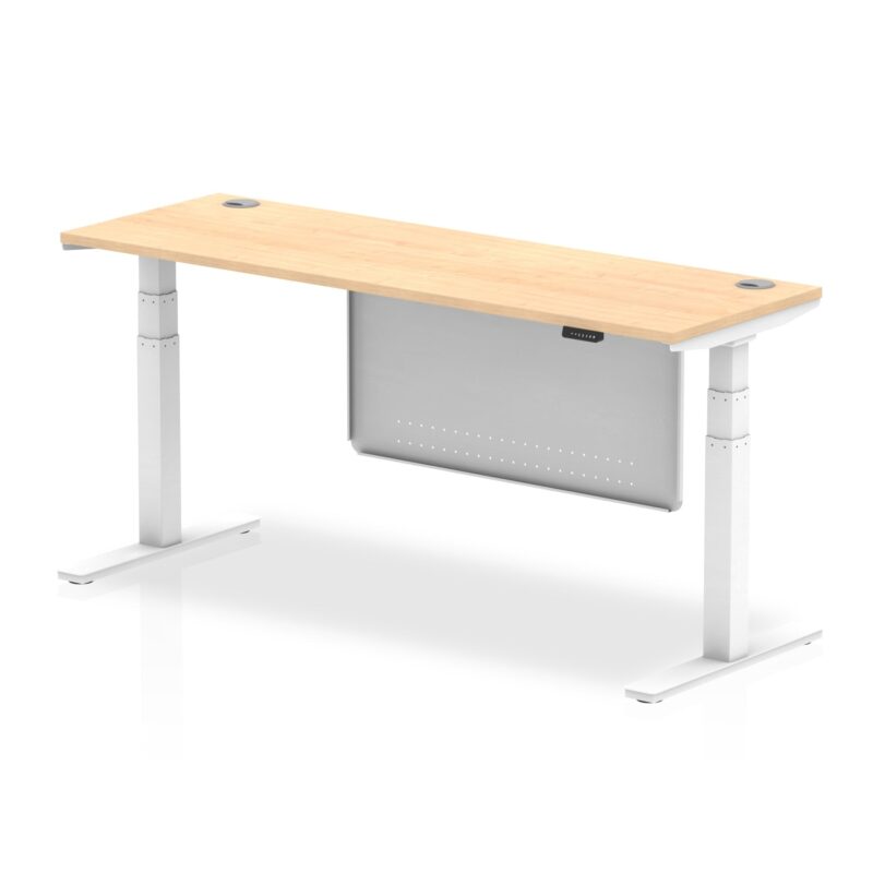 OE - Air Height Adjustable Slimline Desk with Cable Ports with Steel Modesty Panel - Image 36