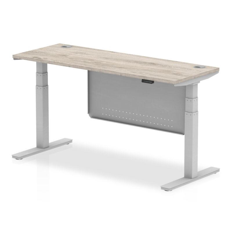 OE - Air Height Adjustable Slimline Desk with Cable Ports with Steel Modesty Panel - Image 43